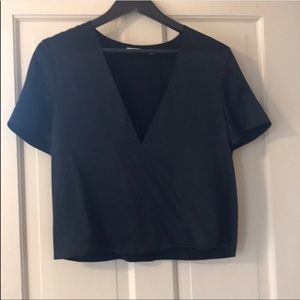 EUC Alexander Wang Black Silk V-neck Top Size 6